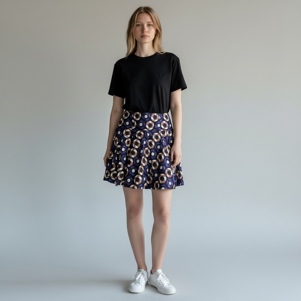 African Print Handmade Womens Skirt L  Ankara Size Mod Retro Circle Print Skirt